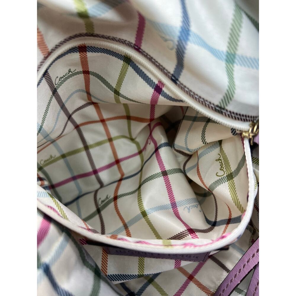 RARE Vintage Coach Bleecker Sophie Lavender Leather Hobo Bag Tattersall 12406 - Picture 16 of 16
